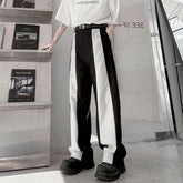 Hearujoy Men's Trousers Korean Style Fashion Highend Black And White Patchwork Straight Casual Pants Trend Autumn Streetwear 9C2406